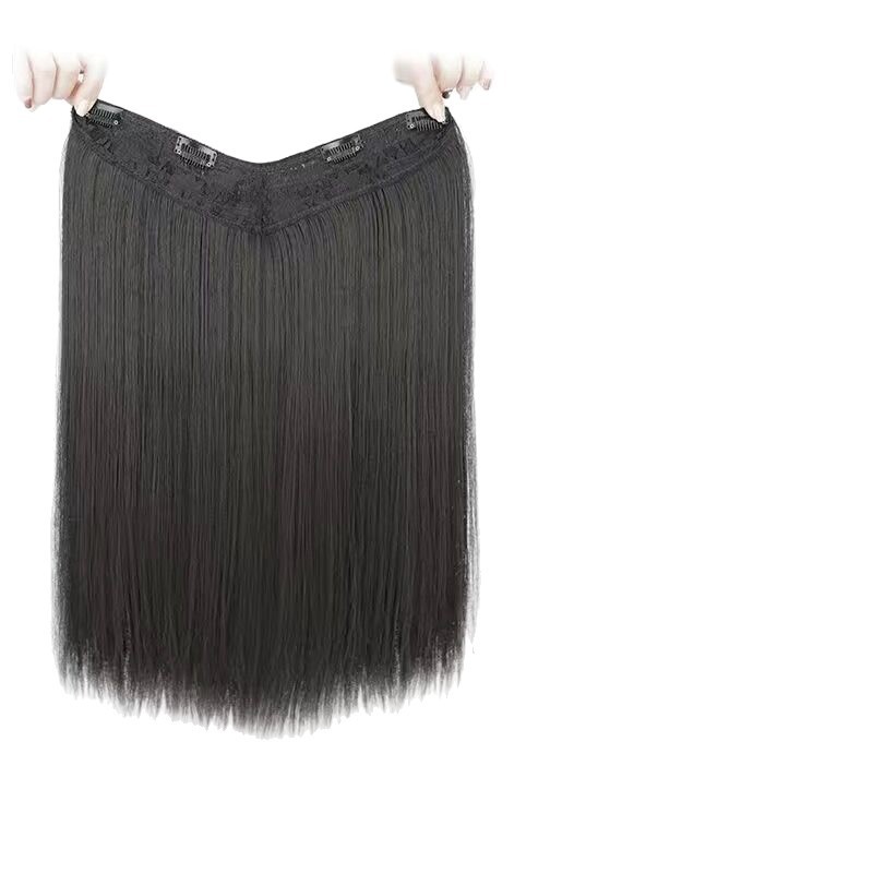 髪のボリュームを増やす女性用ロングストレートヘアウィッグ、スタイリッシュでふわふわのワンピースヘアエクステンション、目に見えないシームレスな人工毛エクステンション|undefined