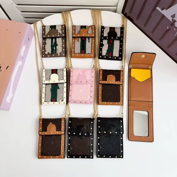 Mirror card holder, crossbody ID bag, card case for women, cute makeup mirror card holder, men's bag, ID case