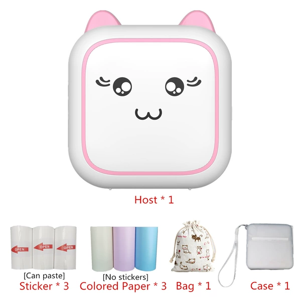 M5 pink+3 volumes of color paper+3 rolls without gum+cloth bag+protective cover