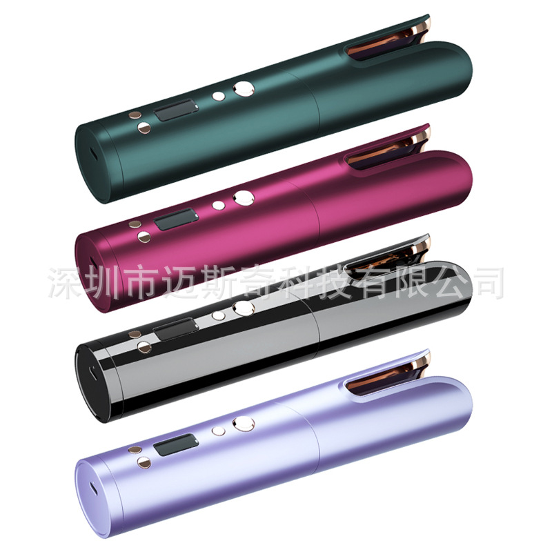 便携式无绳自动卷发器 9600mAh超长待机液晶显示屏无线自动卷发器