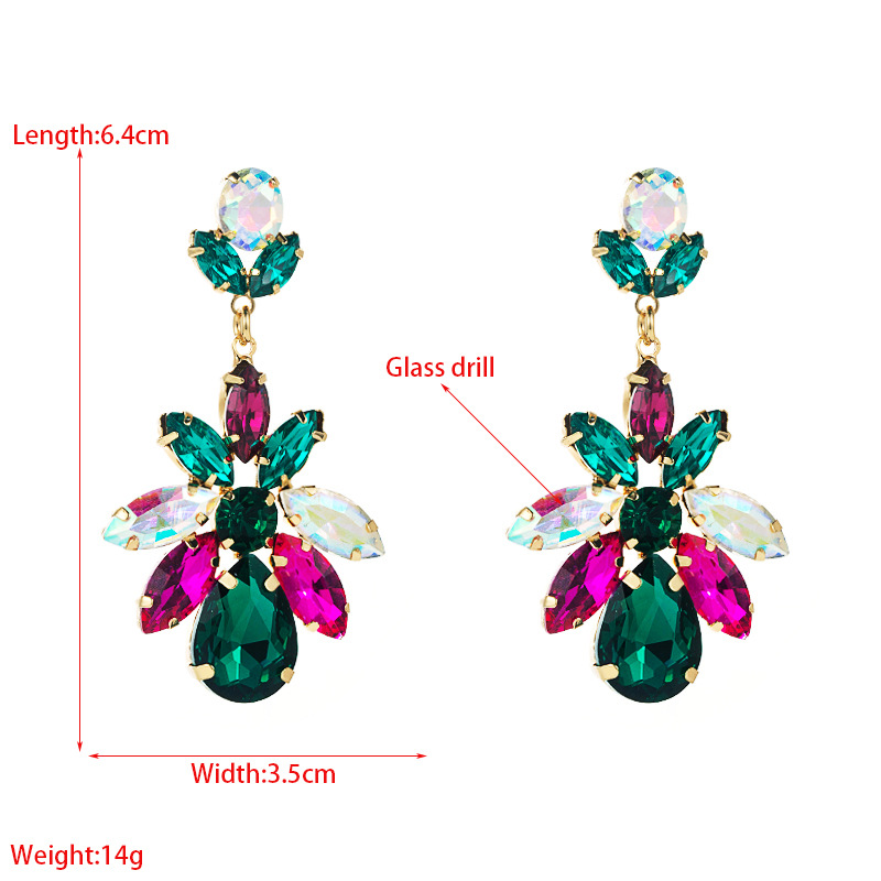 16g Weight Electroplating Gold Plating Process Alloy Ear Needle Material Rhinestones, Glass Inlay Material Fashion Water Droplets Alloy Inlay Glass Earrings