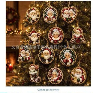 12PCS Christmas Wooden Ornaments DIY 6�����}�Qľ���b�Ʒ DIY
