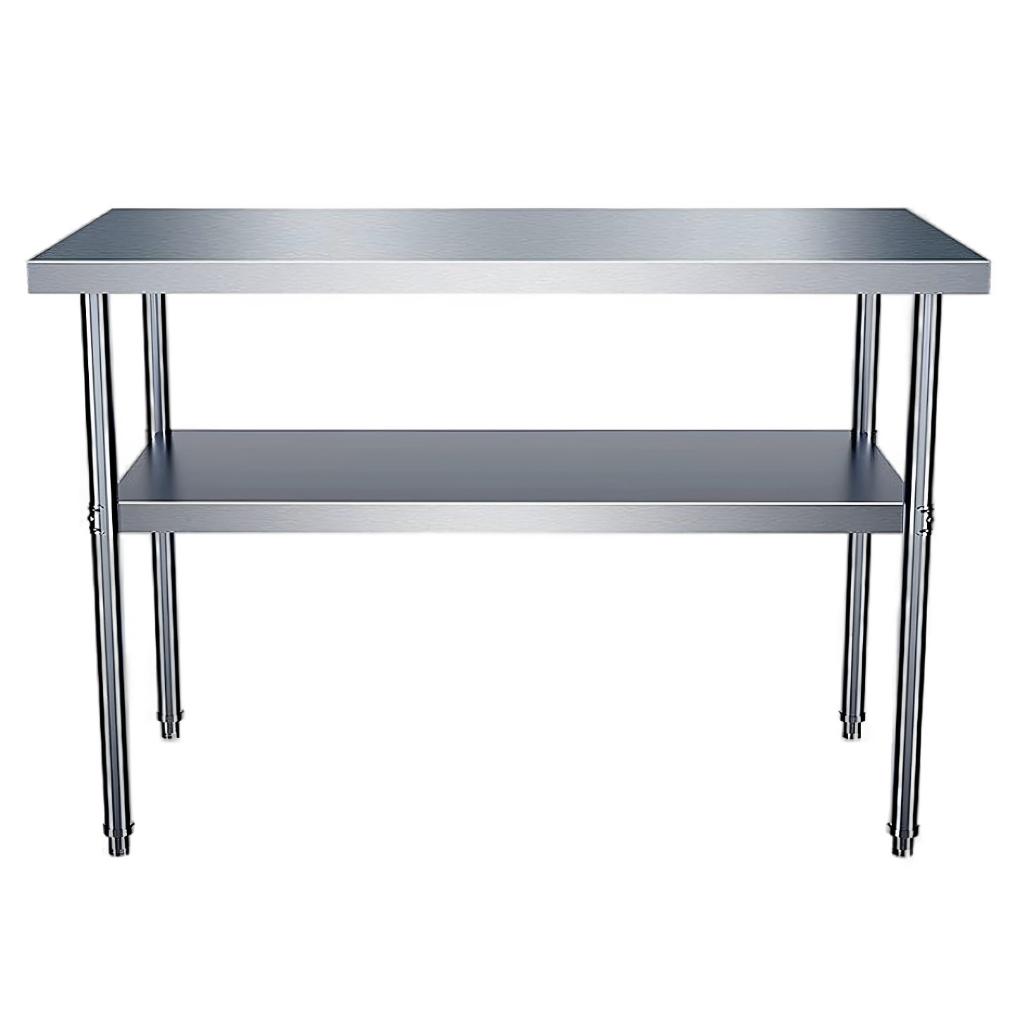 Two-tier kitchen workbench, commercial stainless steel serving table, cutting table, pot storage shelf, stove rack, workbench