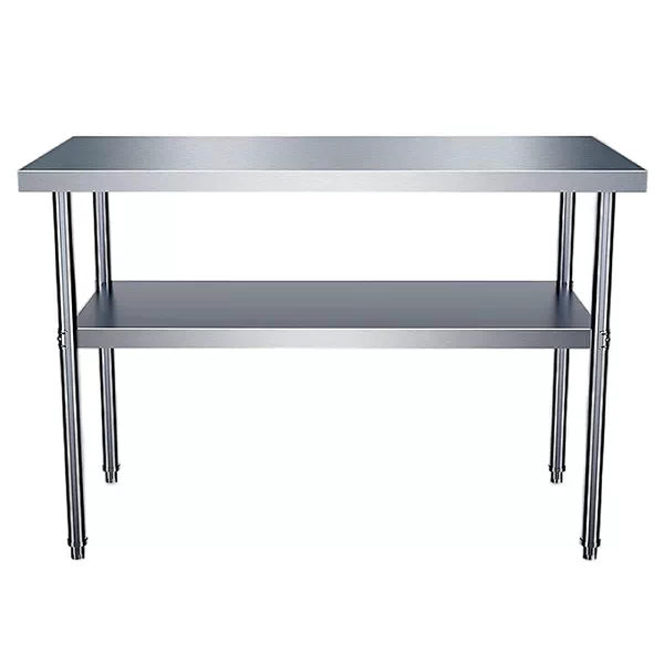 Two-tier kitchen workbench, commercial stainless steel serving table, cutting table, pot storage shelf, stove rack, workbench