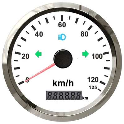 automobile instrument Speedometer Odometer Km/H Adjustable - white-dial-stainless-steel-bezel-125kmh