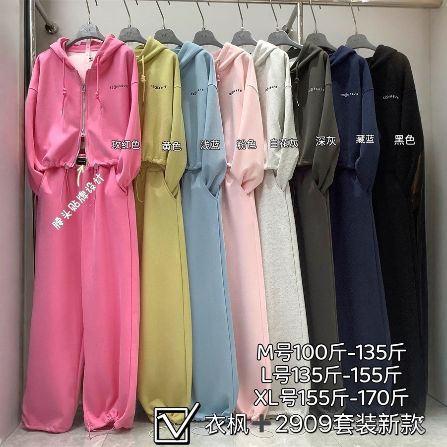 European and American Cross-Border Sports Suit Women's Autum New Double Zipper Embroidered Hooded Sweatshirt Jacket + Pants Two-Piece Set