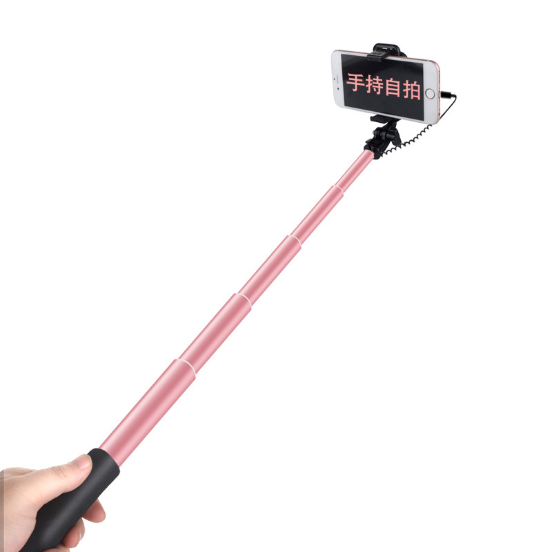 Palo de autofoto con control de cable alargado nuevo soporte de cámara en vivo plegable de mano de aleación de aluminio de tres generaciones Universal