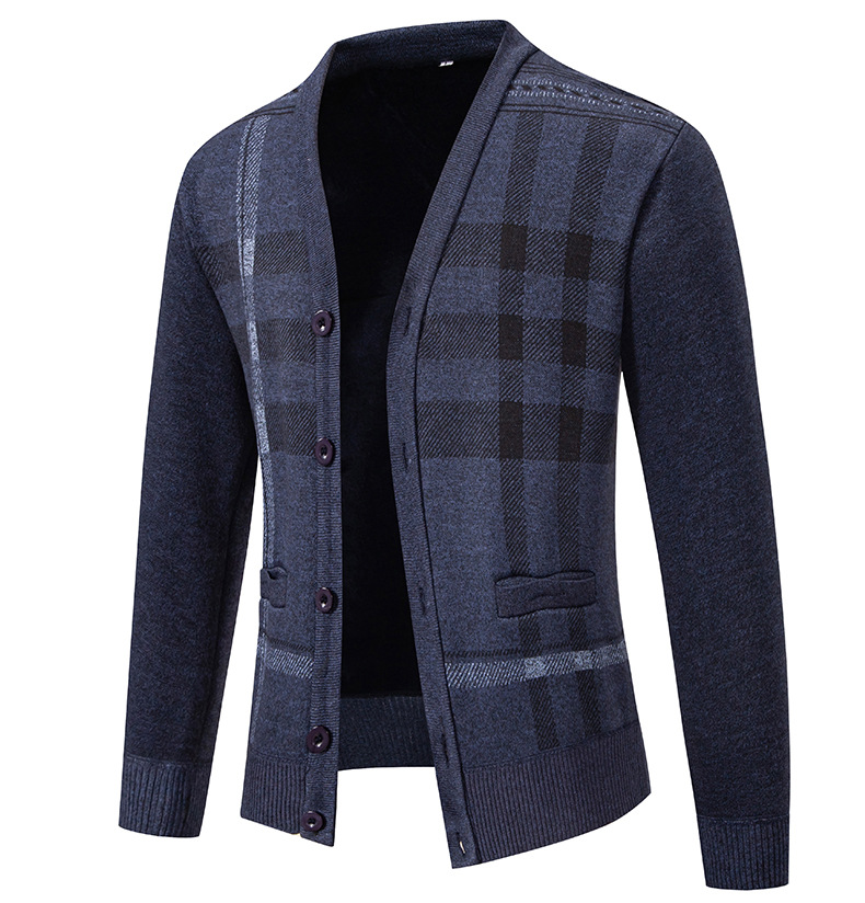 Herren Strickjacke Casual Einfarbig Gefüttert Winterpullover_voghion.com