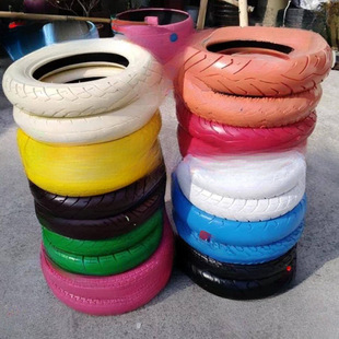 Waste tires kindergarten color small children outdoor game toys real rubber rolling ring feeling system physical training