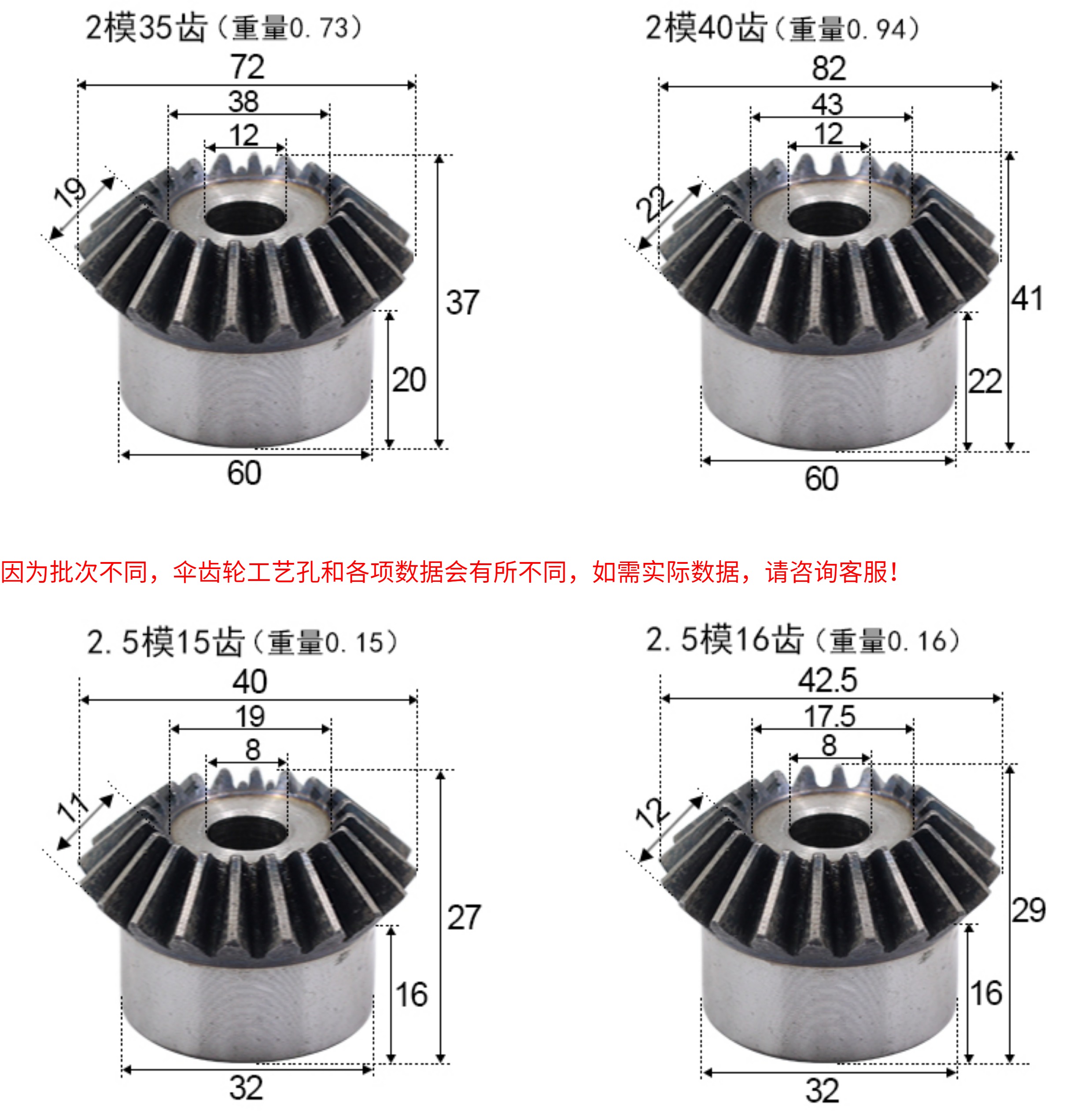Metal bevel gear, 45# steel, hardened, 90-degree transmission, 15 to 40 teeth, conical gear, straight-tooth bevel gear 1:1