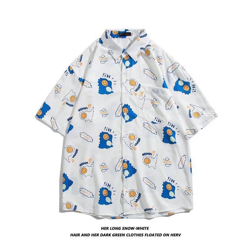 Camisa de manga corta para hombres 2022 nueva camisa floral delgada de secado rápido de moda suelta media manga estilo Hong Kong Ruan media manga guapo