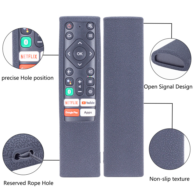 Aplicable para el control remoto de televisión Panasonic RC870P cubierta de silicona gruesa de cuero antideslizante anti-caída cinturón de suspensión luz nocturna