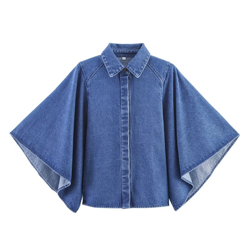 2025 Autumn New European and American Style Fashion Trend Versatile Personality Streetwear Denim Kimono-Style Shirt 6840242 2025 Autumn New European and American Style Fashion Trend Versatile Personality Streetwear Denim Kimono-Style Shirt 6840242