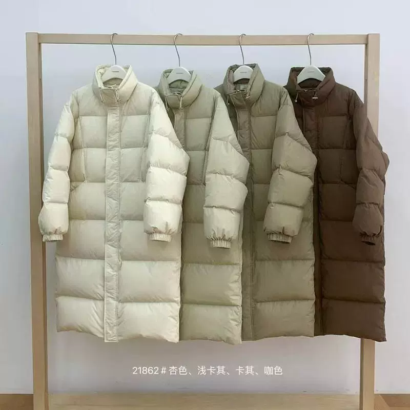 冬季平湖白鹅绒羽绒服女款高级感长款外套品牌十三行女装批发尾货