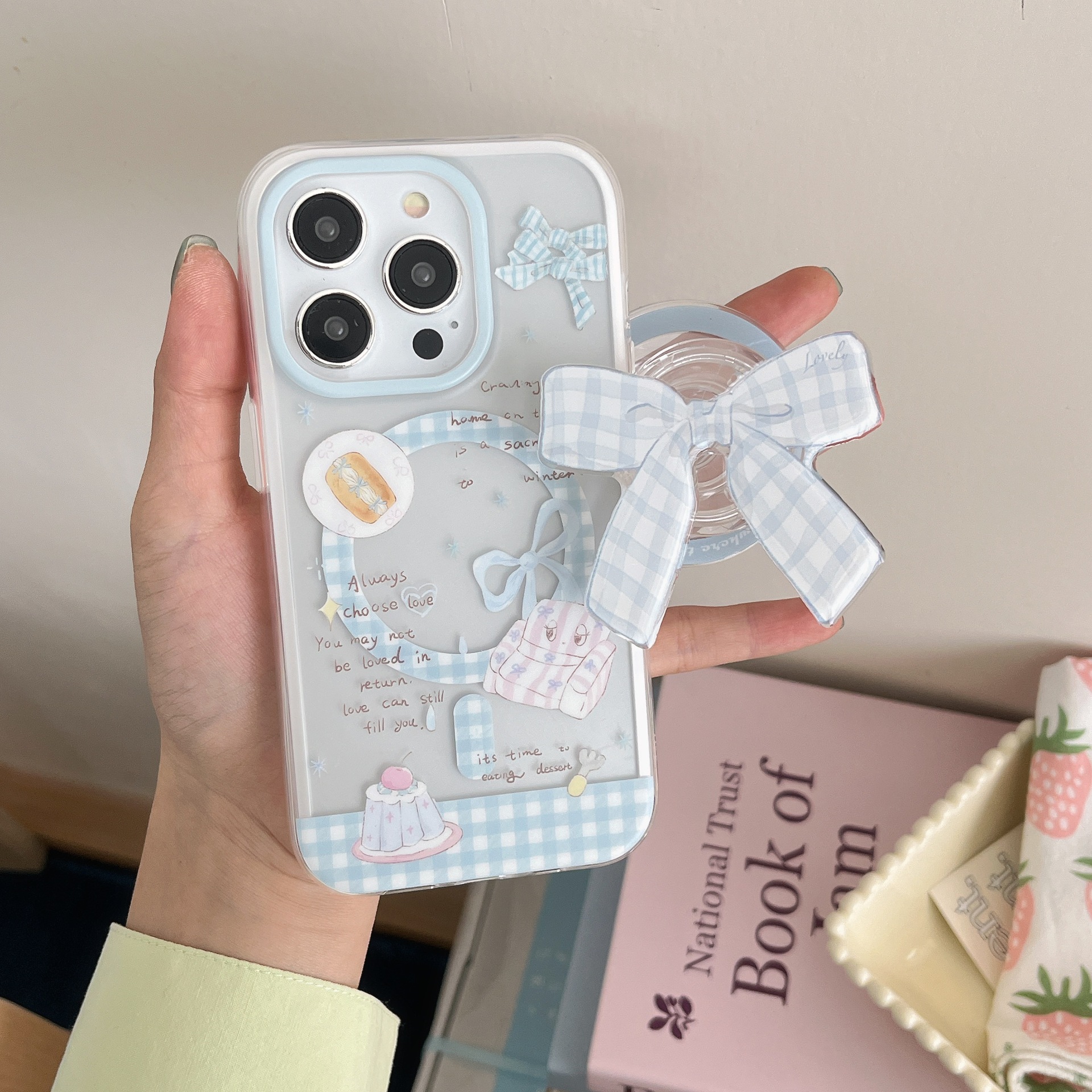 Azul fresco para Apple 16ProMax funda para teléfono móvil 15Pro magnético 14/13 femenino 15PM lazo 16