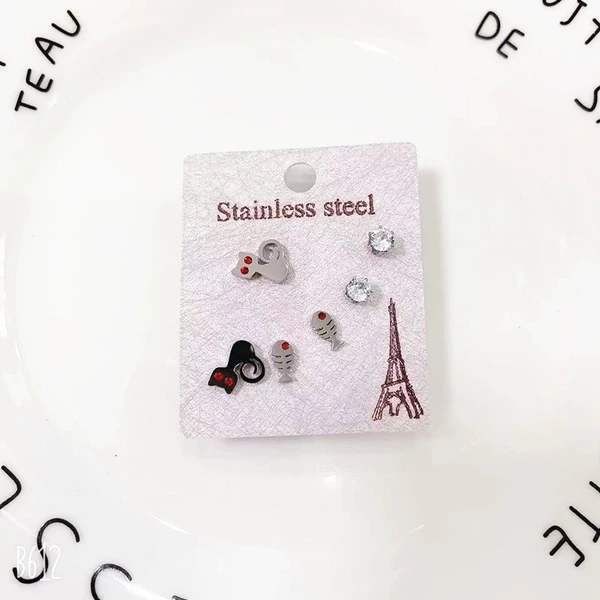 Steel earrings, 3 pair