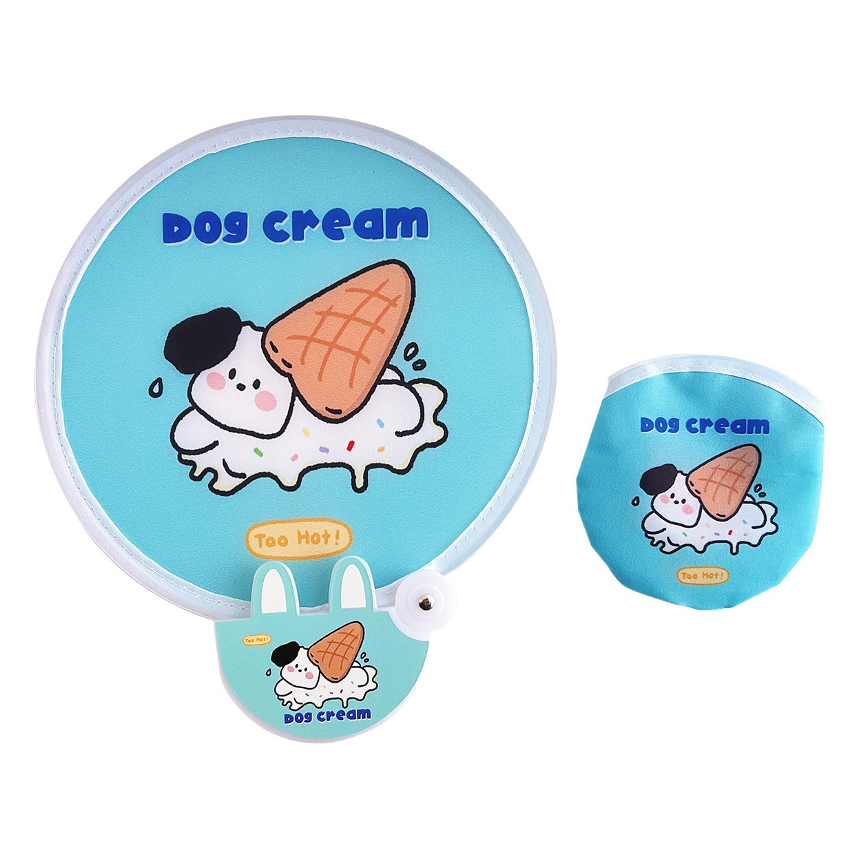 Lindo ins ventilador plegable de dibujos animados mini ventilador de tela portátil pequeño ventilador con mango ventilador plegable portátil pequeño ventilador redondo