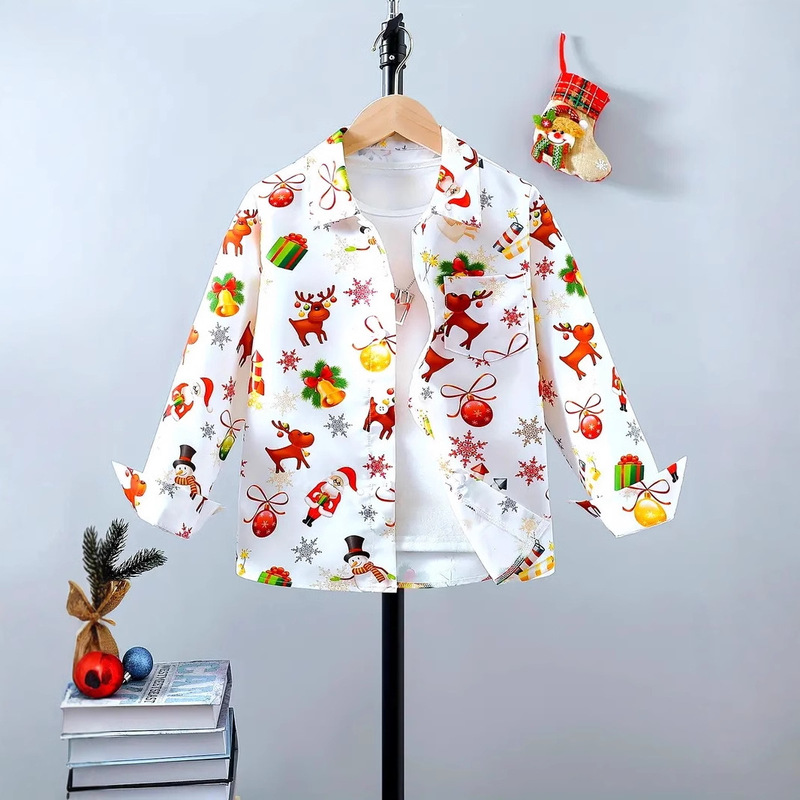 Autumn Long Sleeve Button Shirt Loose All-match 2024 New High Sense Personality Boys' Top RG02