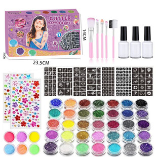 Cross-border hot selling CE 36+6 colors luminous glitter simple children's diamond glitter tattoo suit festival makeup