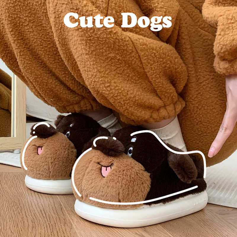 細い条の醜い萌え犬の綿のスリッパは男女が可愛いです。|undefined