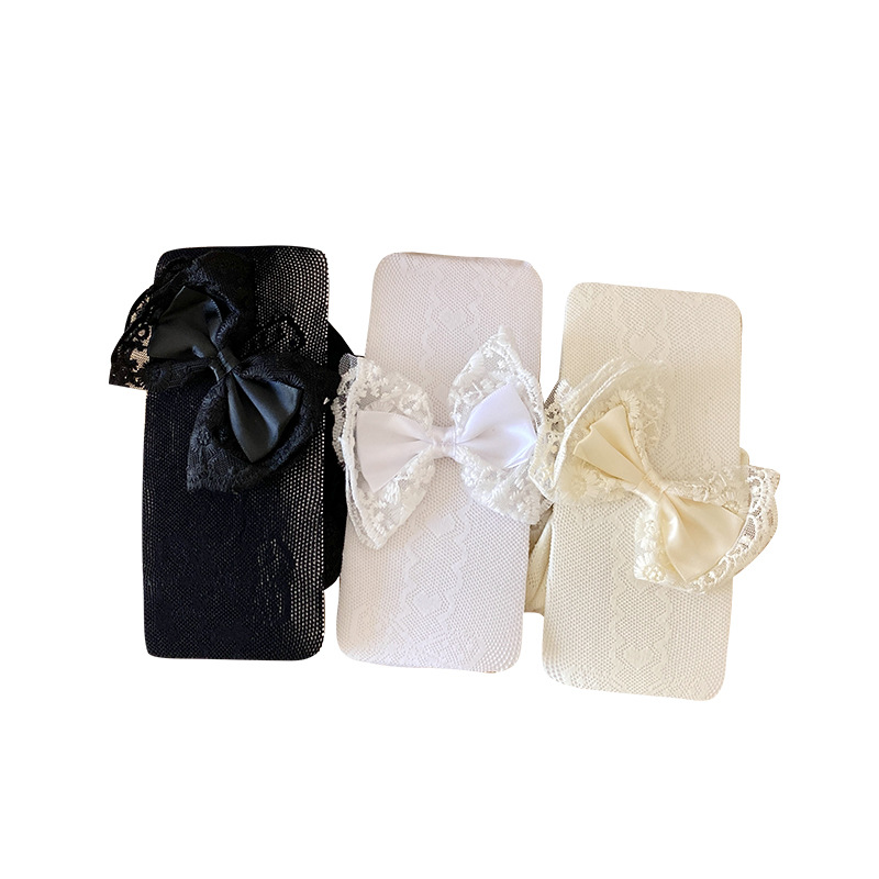 Medias blancas puras desean arco amor hueco primavera y verano delgada pantalones Lolitajk sexy Jacquard