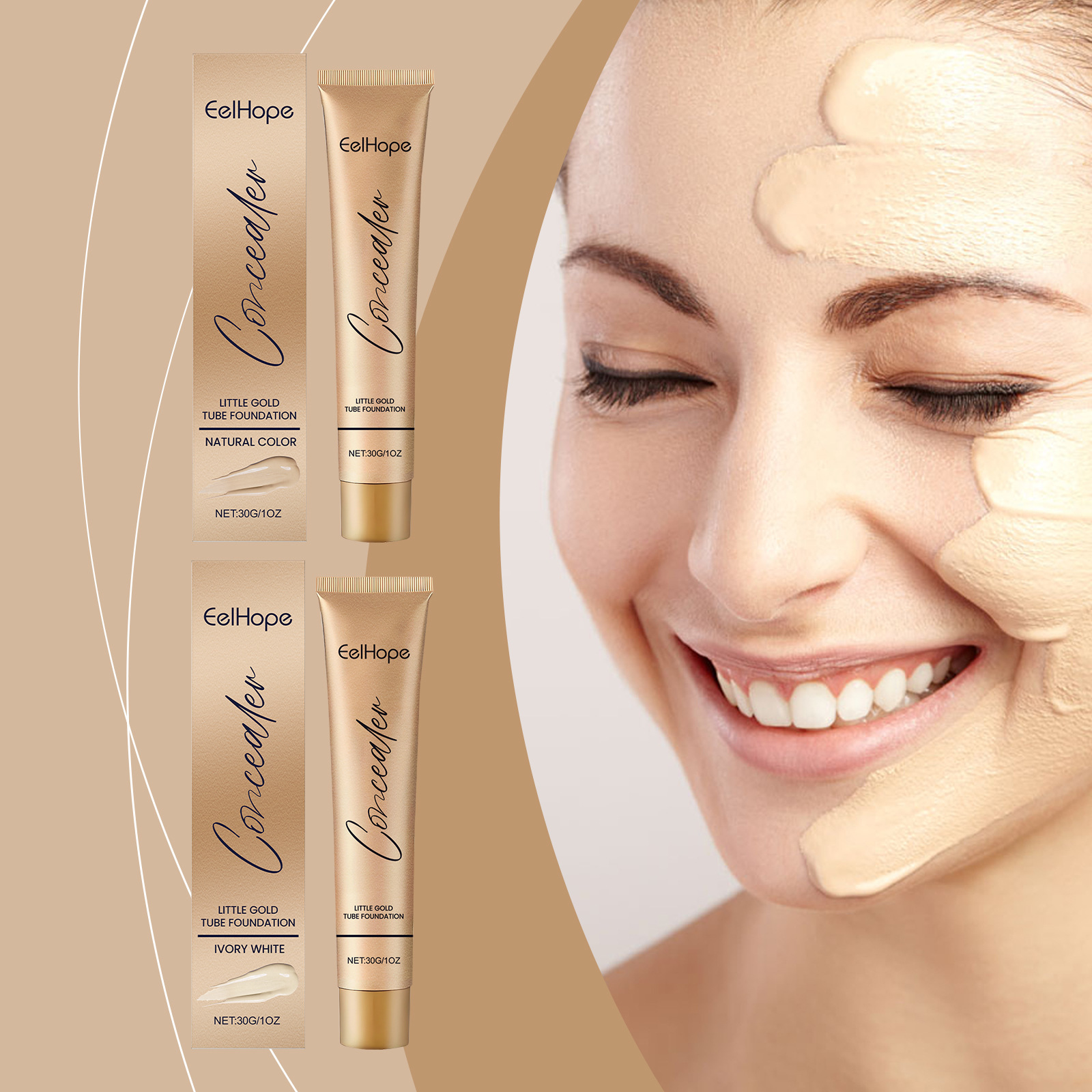 Description Picture 3 of itemSmall Gold Tube Concealer Foundation Balm Cover Acne Scars Freckle Tattoo Redness Dark Circles Waterproof Durable Liquid Makeup