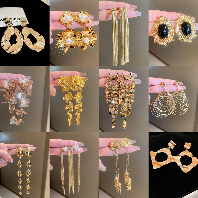 Orecchini con fiocco a forma di fiore di nicchia in stile designer, orecchini di lusso esagerati e orecchini per donna_voghion.com