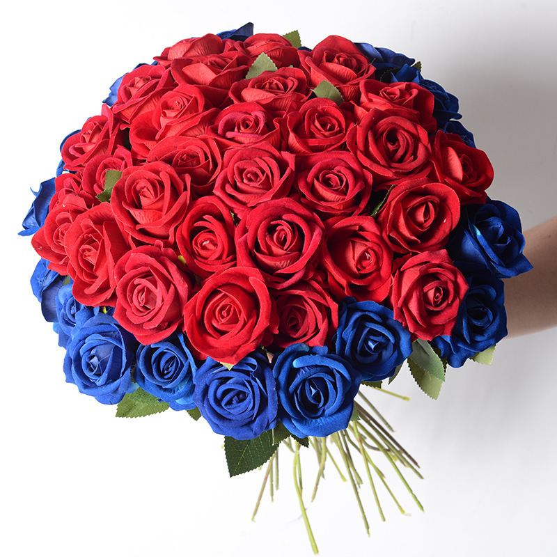 Simulation Rose Single Valentine's Day Home Wedding Decoration Flower Wall Simulation Flower Fake Flower Artificial Feel Fleece