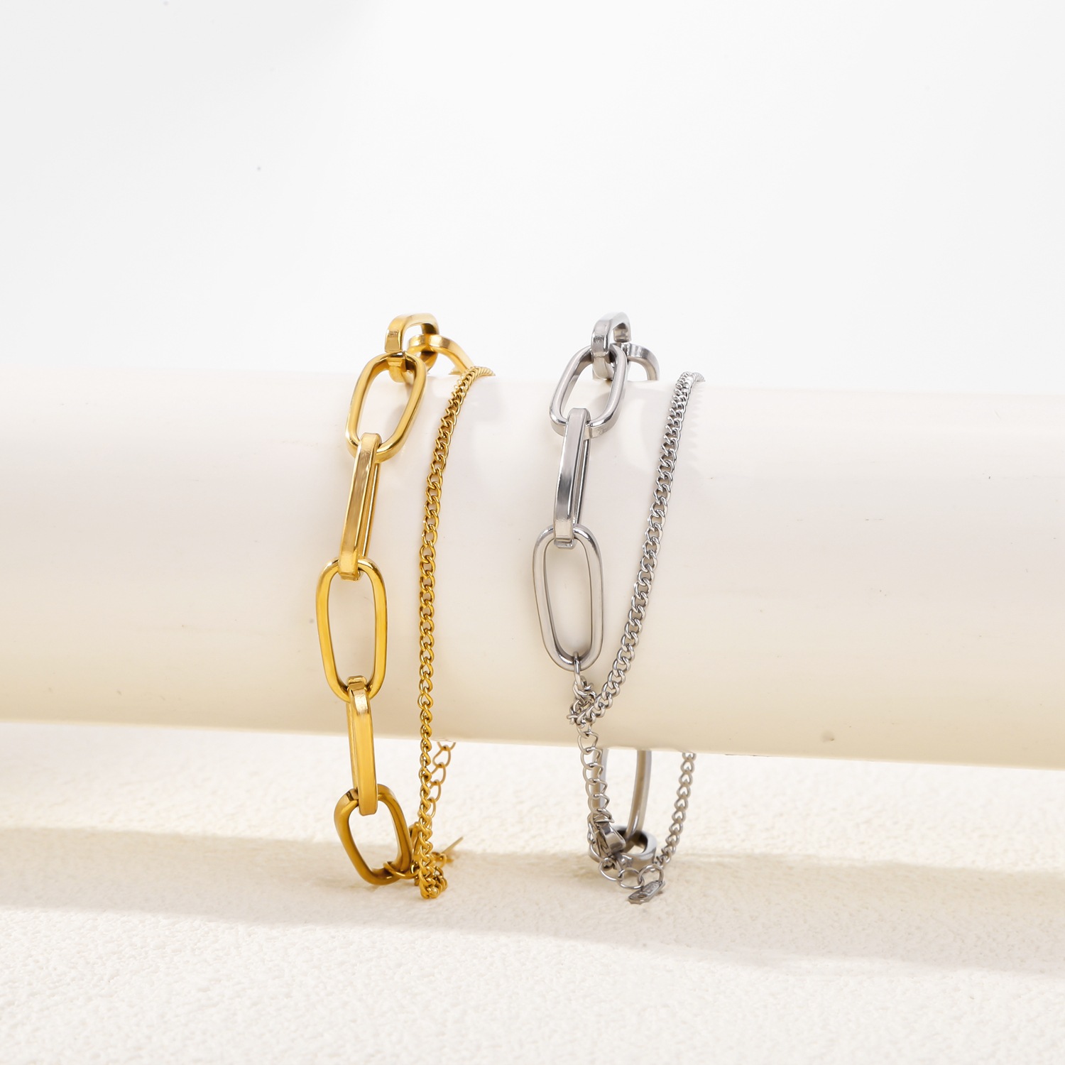 Holiday, Daily Occasion Real Gold Plated Geometric 316 Stainless Steel Streetwear Waterproof Non Tarnish 316 Stainless Steel Chain Bracelet