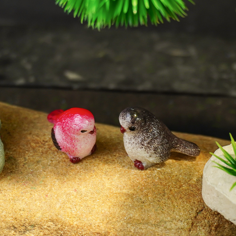 Jardinería, plantas, animales, resina, artesanías, musgo, micropaisaje, accesorios carnosos, lindos adornos de aves de dibujos animados