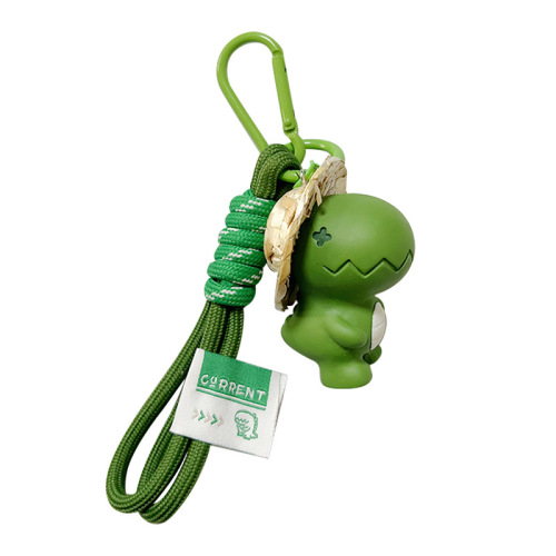 Cartoon Cute Resin Straw Hat Dinosaur Keychain Couple Keychain Car Bag Pendant Small Gift Wholesale