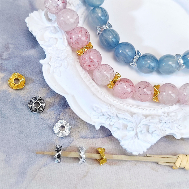 Alloy Wave Spacer DIY Beaded Bracelet Accessories Xizang Silver Beads All-match Ancient Silver Bracelet with Beads Alloy Wave Spacer DIY Beaded Bracelet Accessories Xizang Silver Beads All-match Ancient Silver Bracelet with Beads