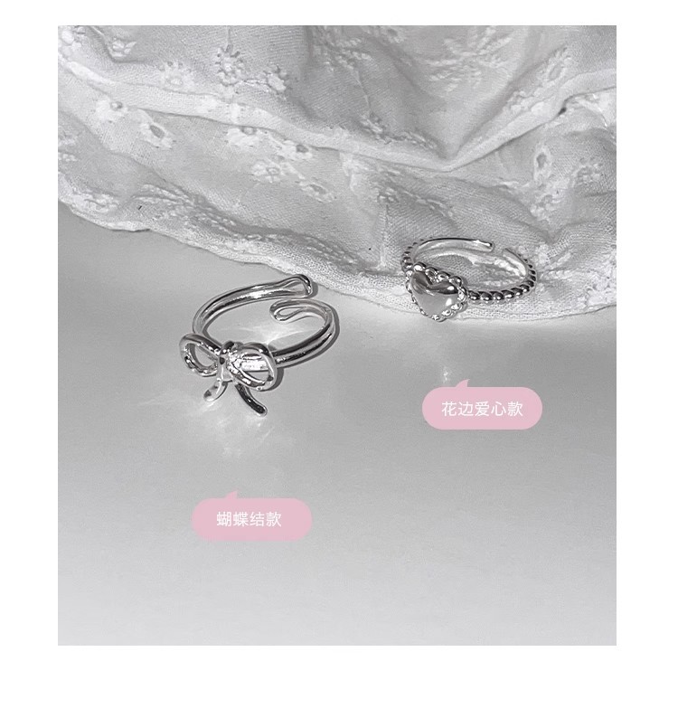 5g Weight Open Rings Classification Adjustable Ring Size 1 Piece Quantity Daily Occasion 925 Sterling Silver Material Heart Shape Pattern Women's Gender Polishing Design Sweet, IG Style Style 925 Sterling Silver Heart Shape Open Rings 6