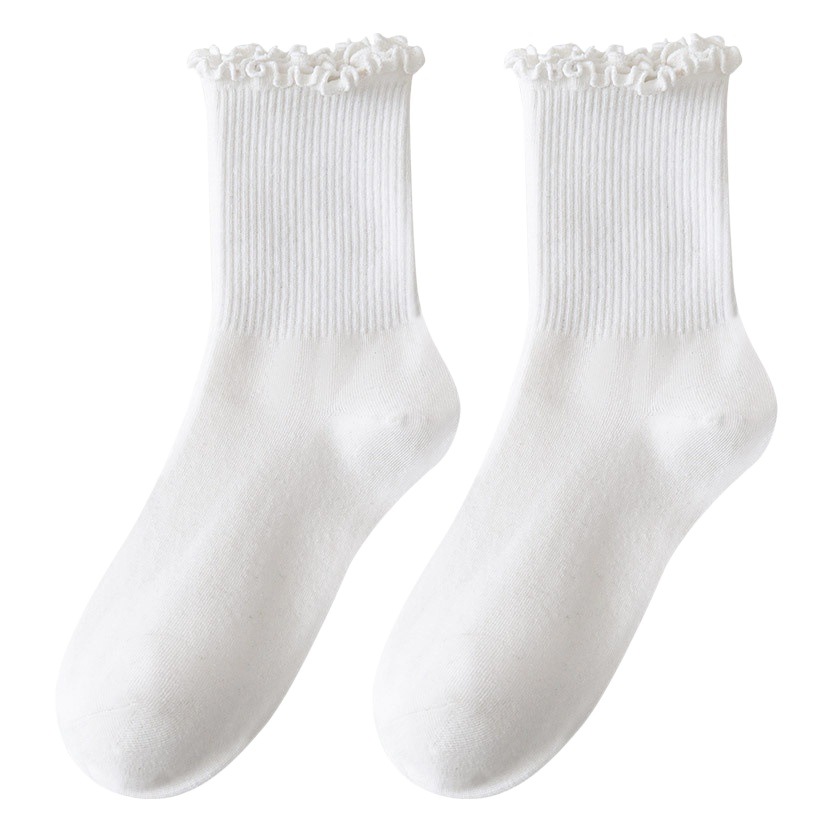 Calcetines de primavera y otoño calcetines de media pantorrilla calcetines de algodón de estudiante calcetines de piso de color sólido calcetines de mujer dulce calcetines de mujer calcetines de pila mujeres al por mayor