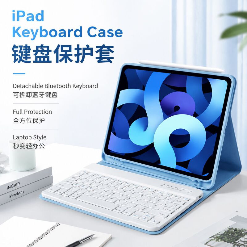 Suitable for Apple iPad 10 Bluetooth keyboard 10.2 protective case air5 pen slot pro12.9 keyboard iPad 9.7 leather case