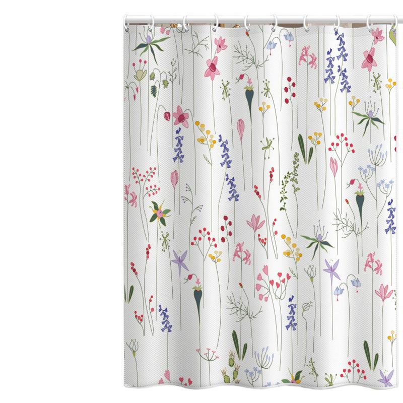 Variety Of Floral Pattern Shower Sets, Partition No-drill Waterproof Door Short Curtains, Hotel Bathroom Fabric Curtains_voghion.com