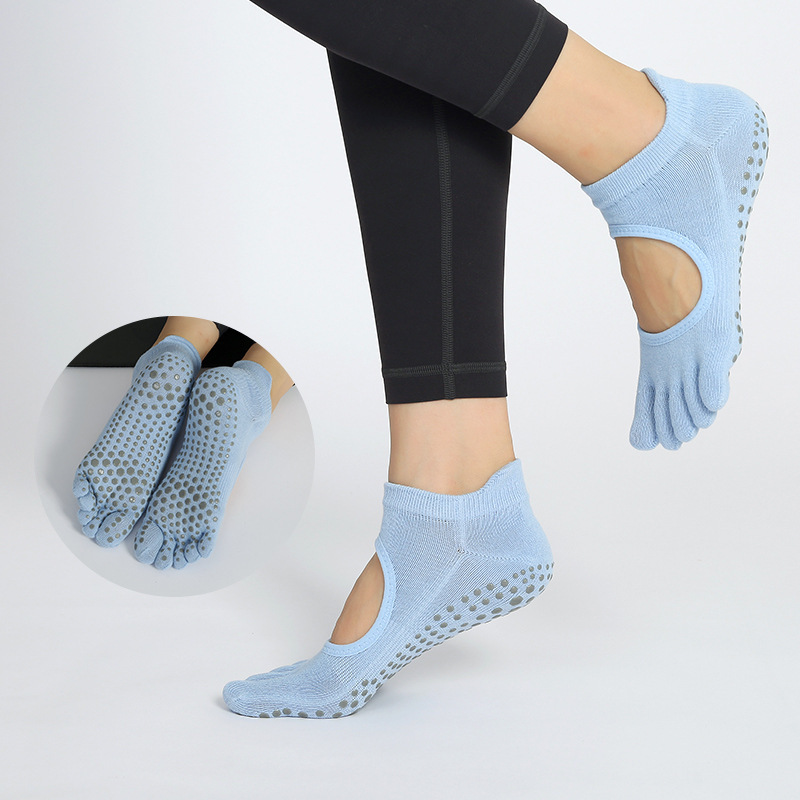Yoga socks five finger root protection socks non-slip professional women's autumn and winter backless cotton sweat-absorbent sports Fitness Pilates dance socks Yoga socks five finger root protection socks non-slip professional women's autumn and winter backless cotton sweat-absorbent sports Fitness Pilates dance socks