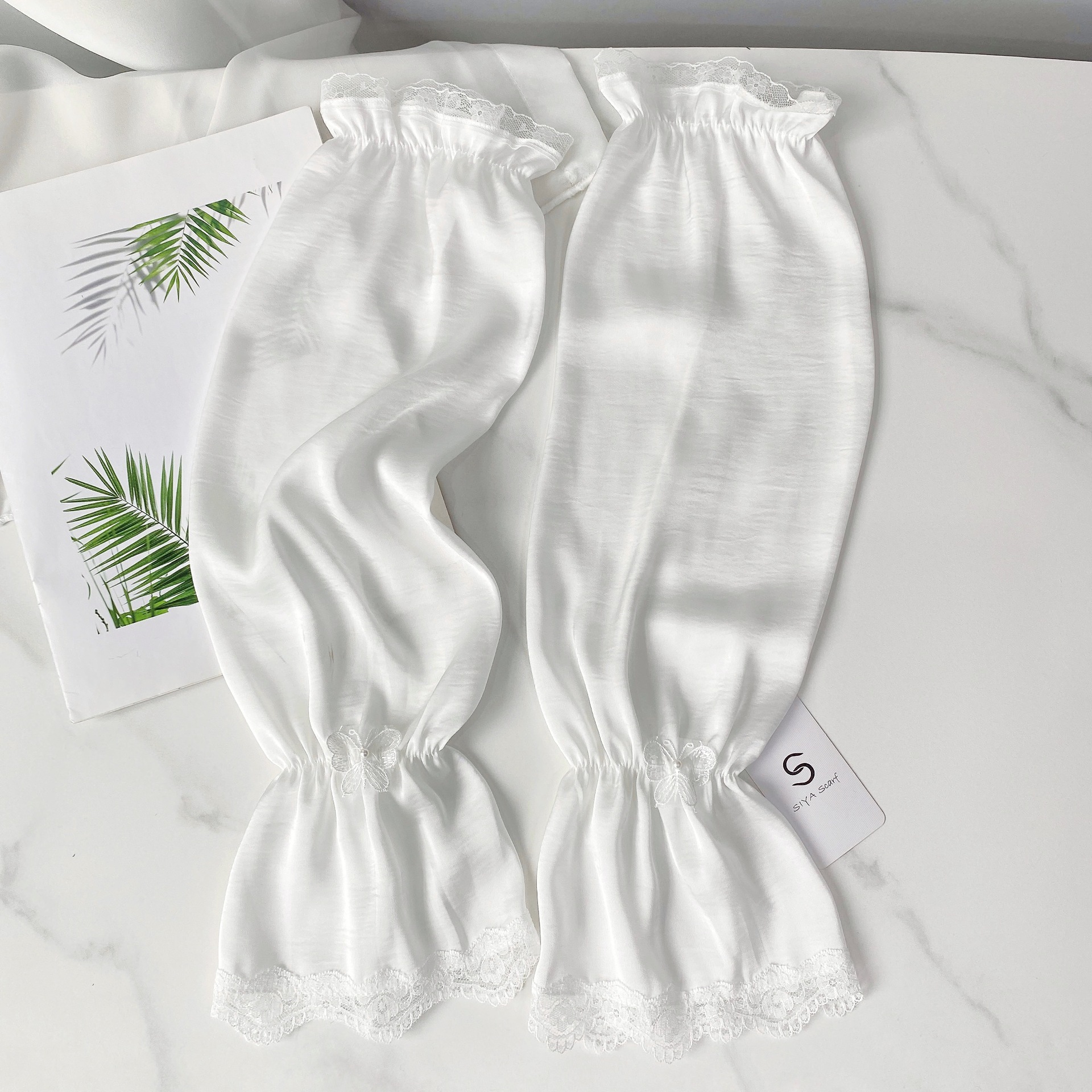 Color sólido protección solar ovisleeve verano de las mujeres suelta mariposa encaje brazo guardia mujeres al aire libre protección solar transpirable manga hielo