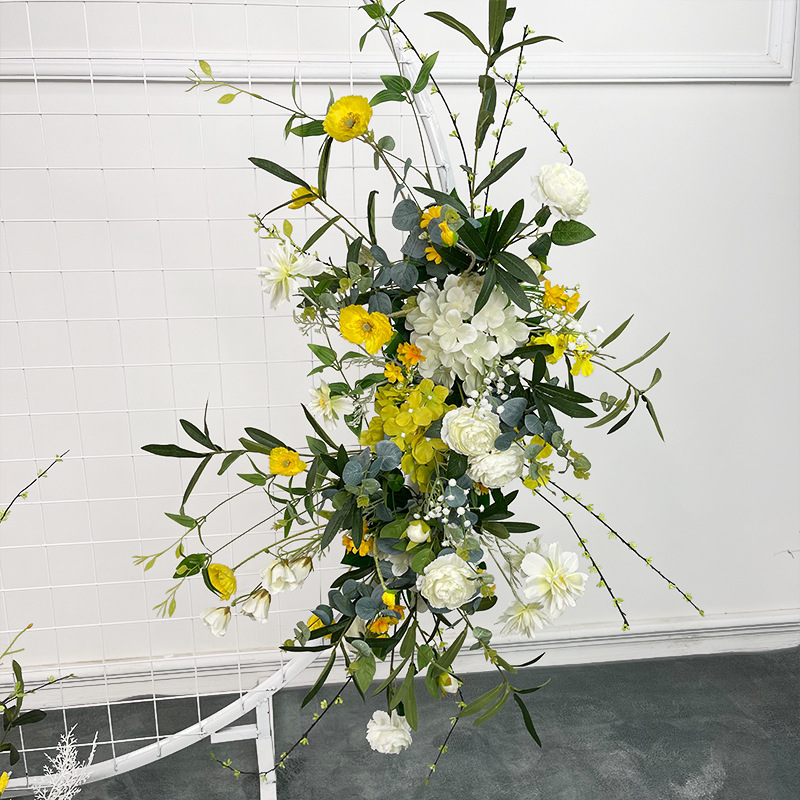 El comercio exterior de la boda flor artificial piso de la boda flor de seda apoyos de la flor de eucalipto flor artificial fila accesorios de la boda floral