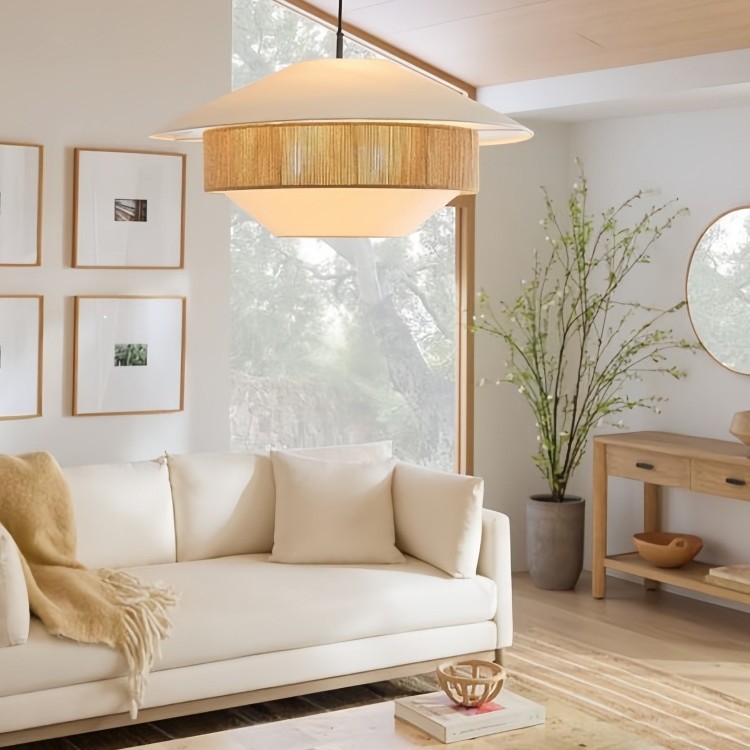 Lámpara del restaurante de estilo japonés de estilo chino nuevo hotel Zen retro sala de té tienda de olla caliente lámpara de tejido de cuerda de cáñamo