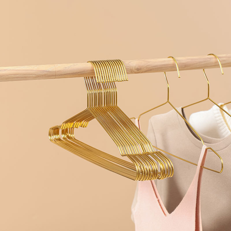 10個の庄の金色のステンレスの固体の服の棚の卸売りは服の棚の家庭用の成人の金属のハンガーを干します。|undefined