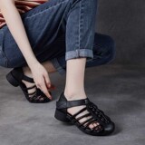 以一 Летняя сумка, сандалии, кожаная ретро обувь, мягкая подошва, воловья кожа