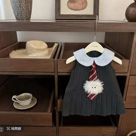 2026新款女宝宝jk学院风娃娃领背心裙精灵领结公主裙