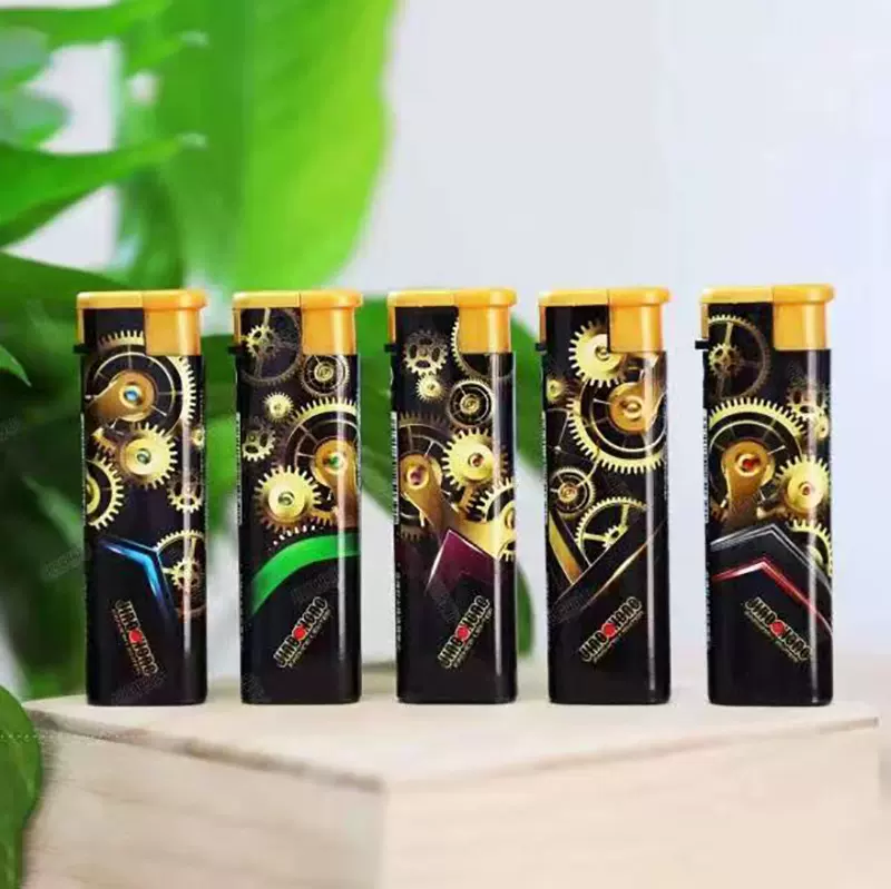 亨正火机批发9018金博弘新款创意包纸现货充气直冲防风打火机