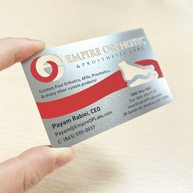 不锈钢银色名片个性化设计镂空LOGO丝印图案按喜好排版印刷制作