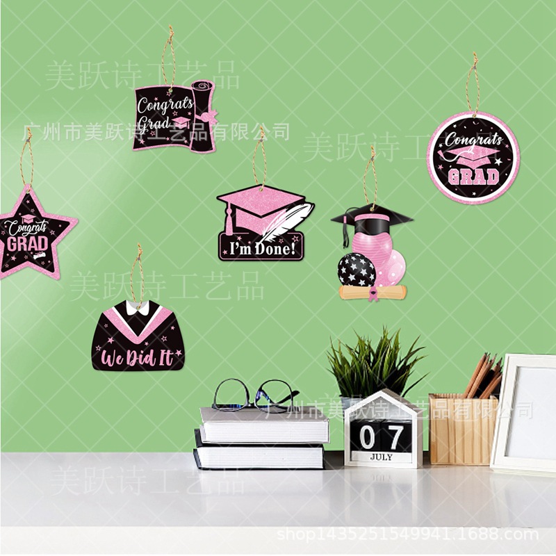 Nueva decoración de fiesta de graduación etiqueta colgante decoración soltero sombrero estrella colgante decoración Universidad graduación temporada decoración suministros