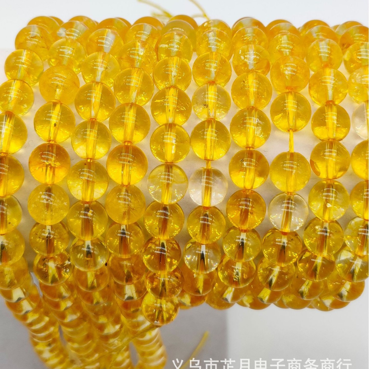 廠家直銷天然黃水晶散珠 diy飾品配件手工串珠 跨境爆花水晶圓珠