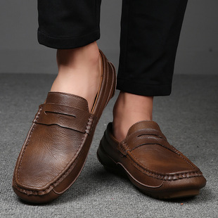 Casual Men's Shoes Leather Shoes Foreign Trade Lightweight Handmade Men's Shoes Cross-border Men's Doug Shoes Driving Shoes Leather Shoes Men's Loafers