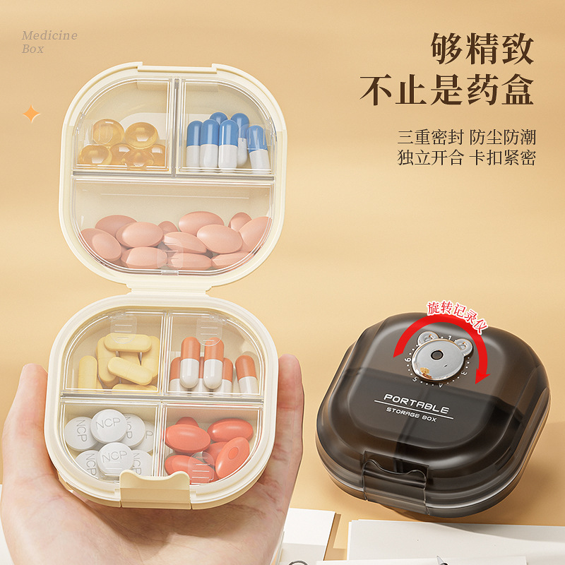 Caja de medicamento portátil empaquetada separada caja de almacenamiento tres comidas al día empaquetada sellada tabletas empaquetadas separadas caja de medicamento 7 días a la semana