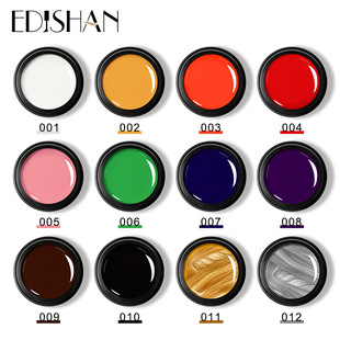 EDishan new filling nail painting glue solid color painting flower drawing glue 12 color removable phototherapy nail oil glue